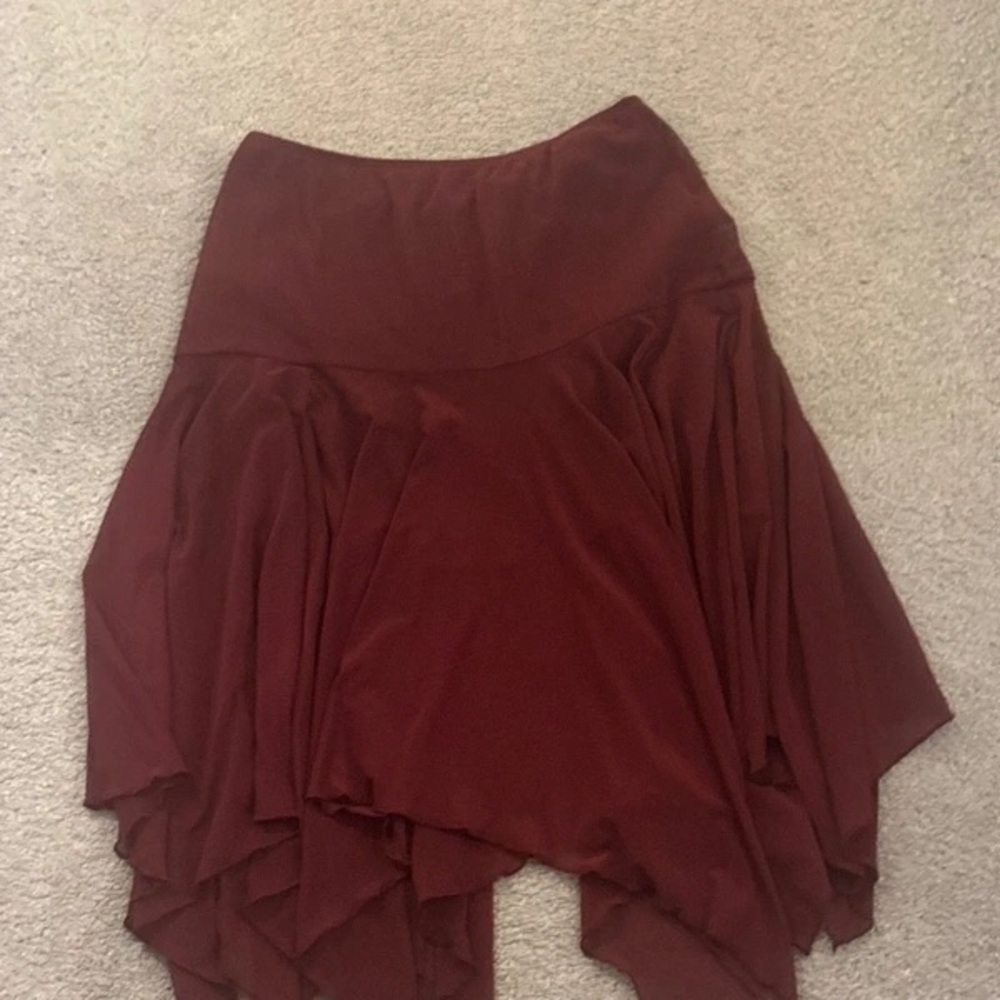 Motel Rocks Asymmetrical Wine Skirt